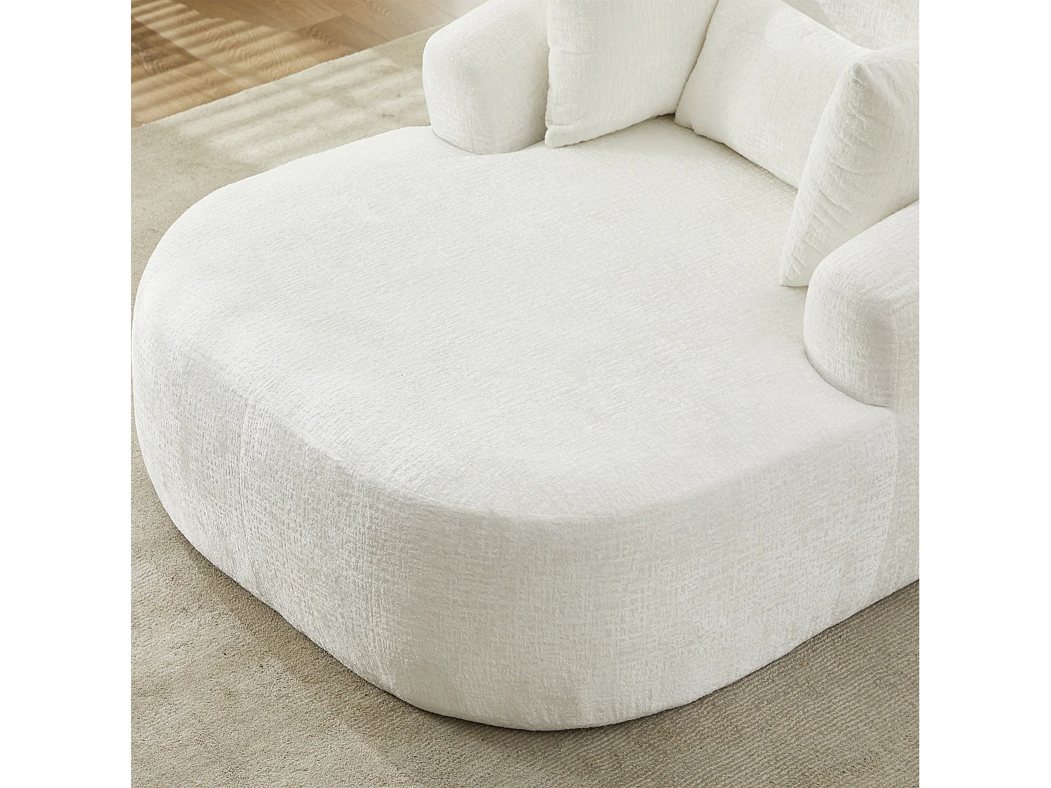 Fauteuil convertible en chaise longue d'intérieur en chenille, format surdimensionné, sans assemblage