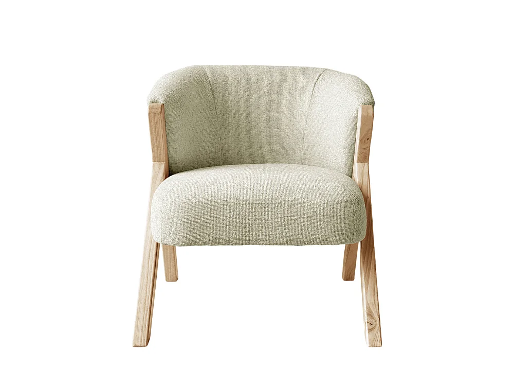 Malou - Fauteuil en tissu pieds bois clair - Beige
