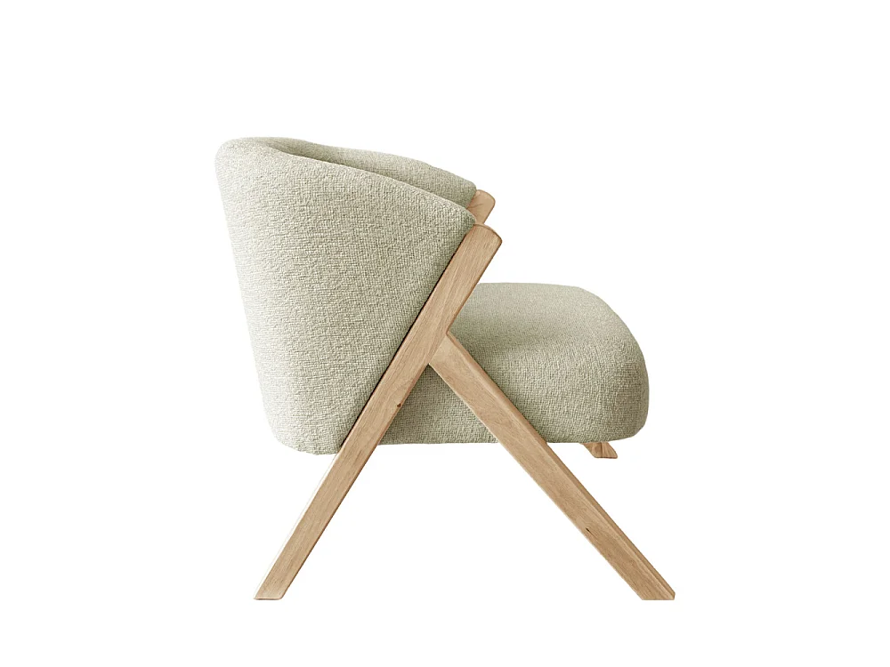 Malou - Fauteuil en tissu pieds bois clair - Beige