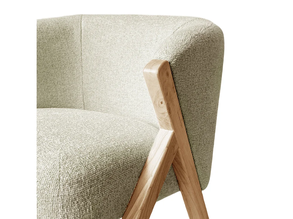 Malou - Fauteuil en tissu pieds bois clair - Beige