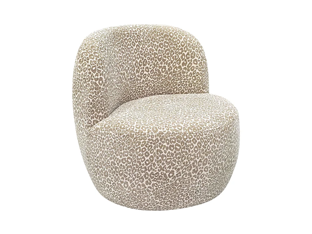 Mo - Fauteuil rond en tissu imprimé léopard - Beige