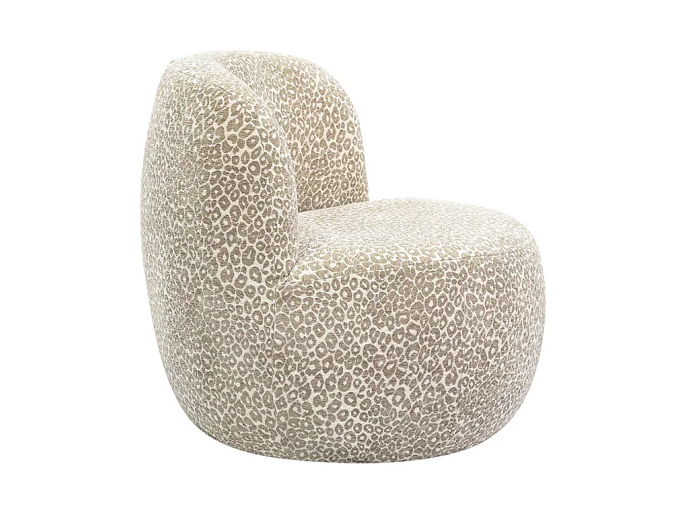 Mo - Fauteuil rond en tissu imprimé léopard - Beige