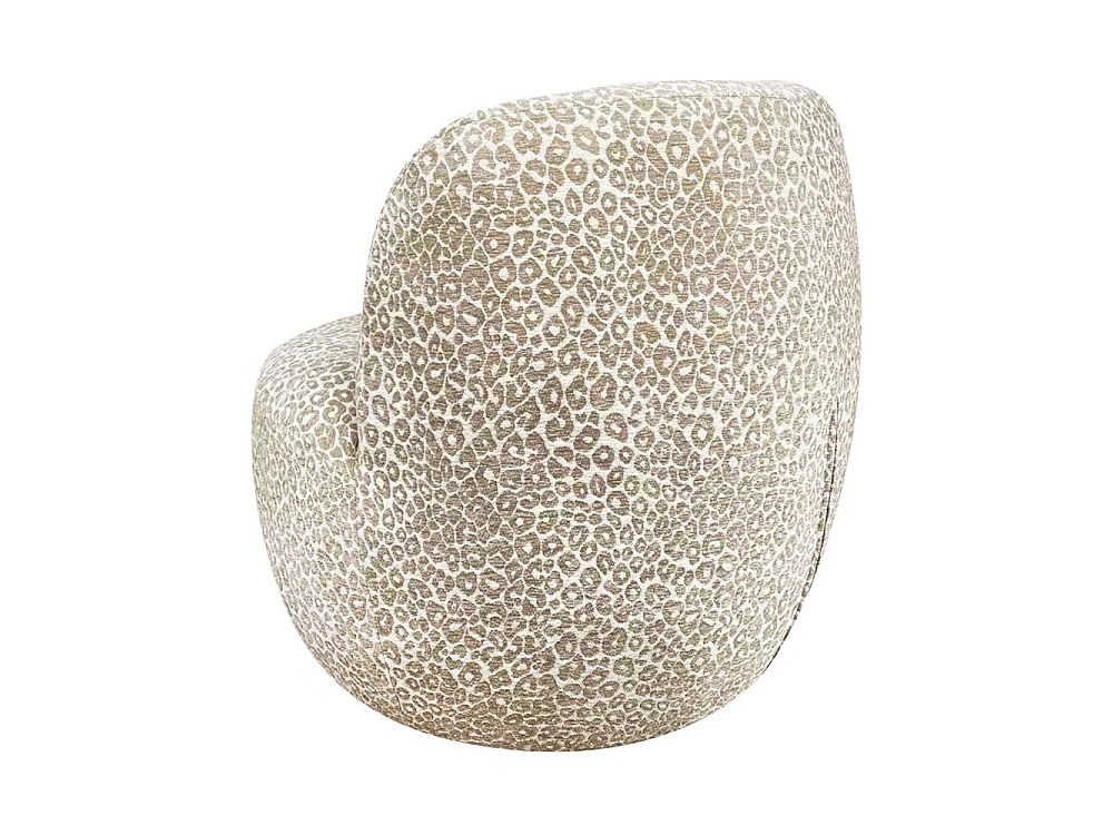 Mo - Fauteuil rond en tissu imprimé léopard - Beige