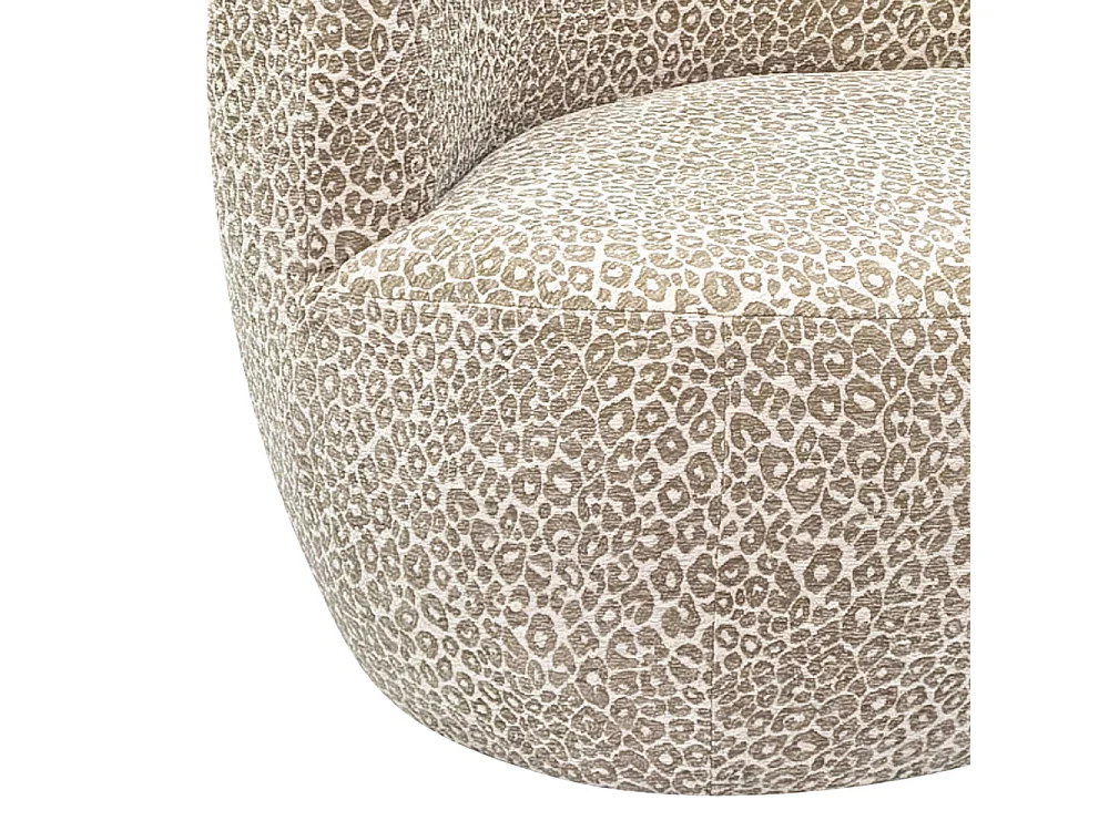 Mo - Fauteuil rond en tissu imprimé léopard - Beige