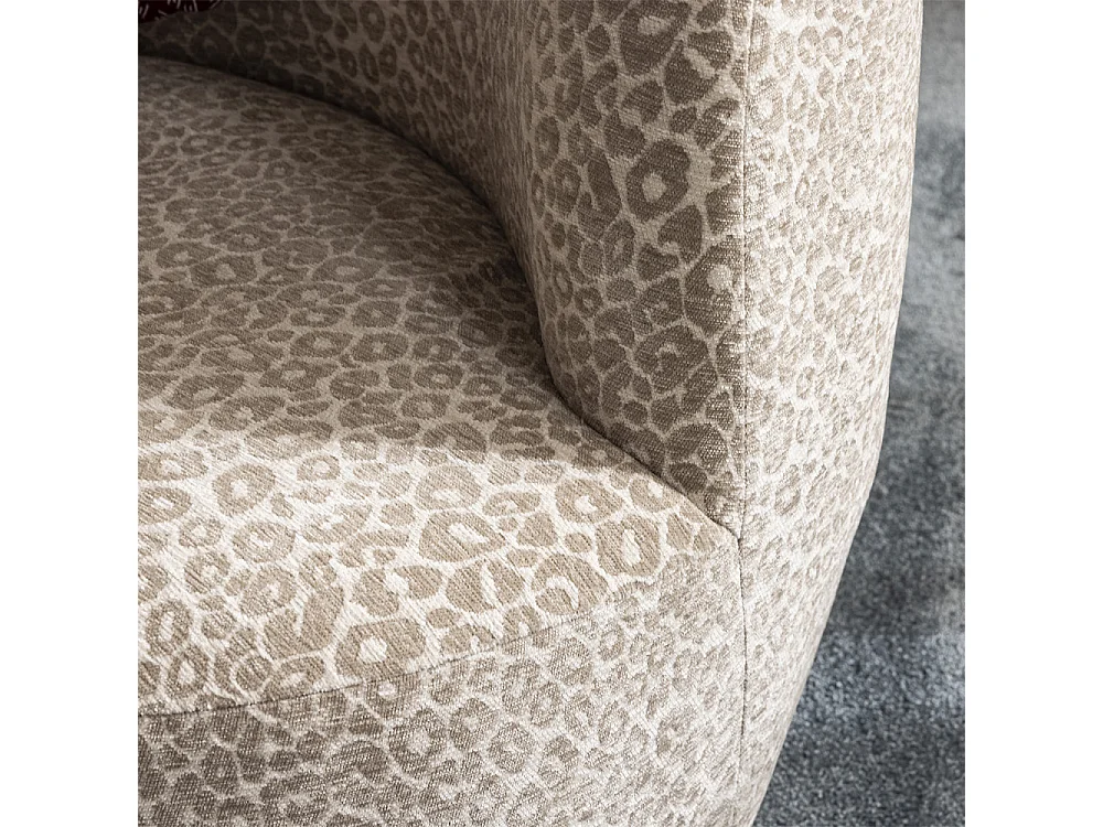 Mo - Fauteuil rond en tissu imprimé léopard - Beige