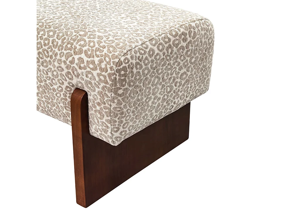 Sally - Banc en tissu imprimé léopard et bois - Beige