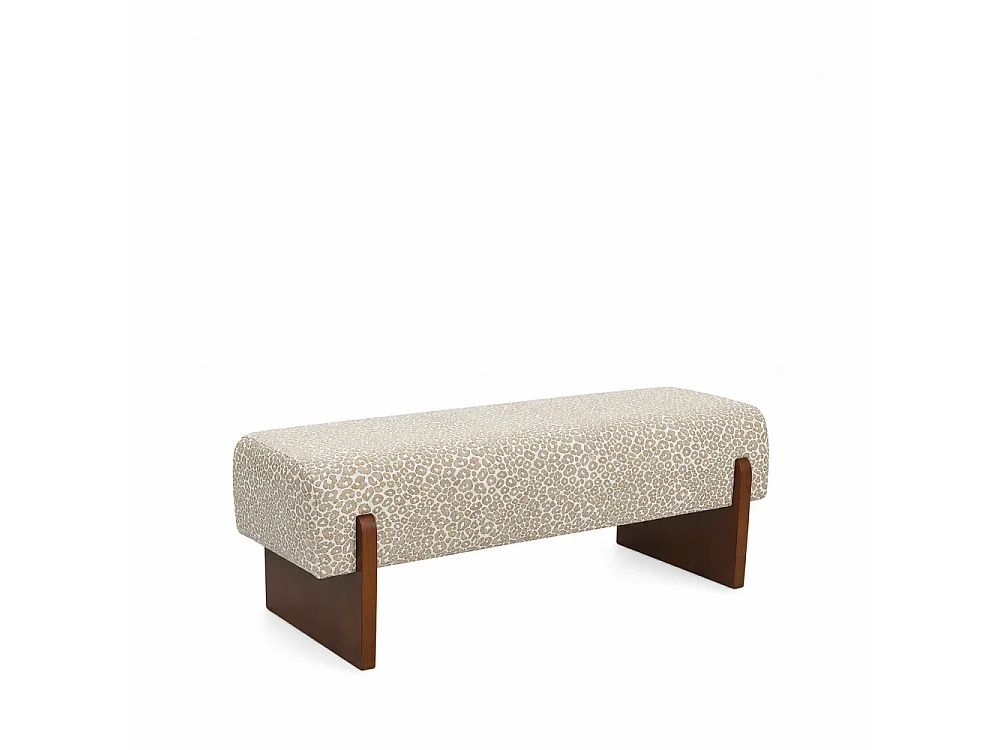 Sally - Banc en tissu imprimé léopard et bois - Beige