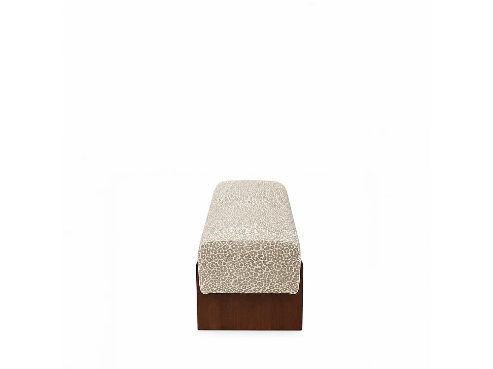 Sally - Banc en tissu imprimé léopard et bois - Beige