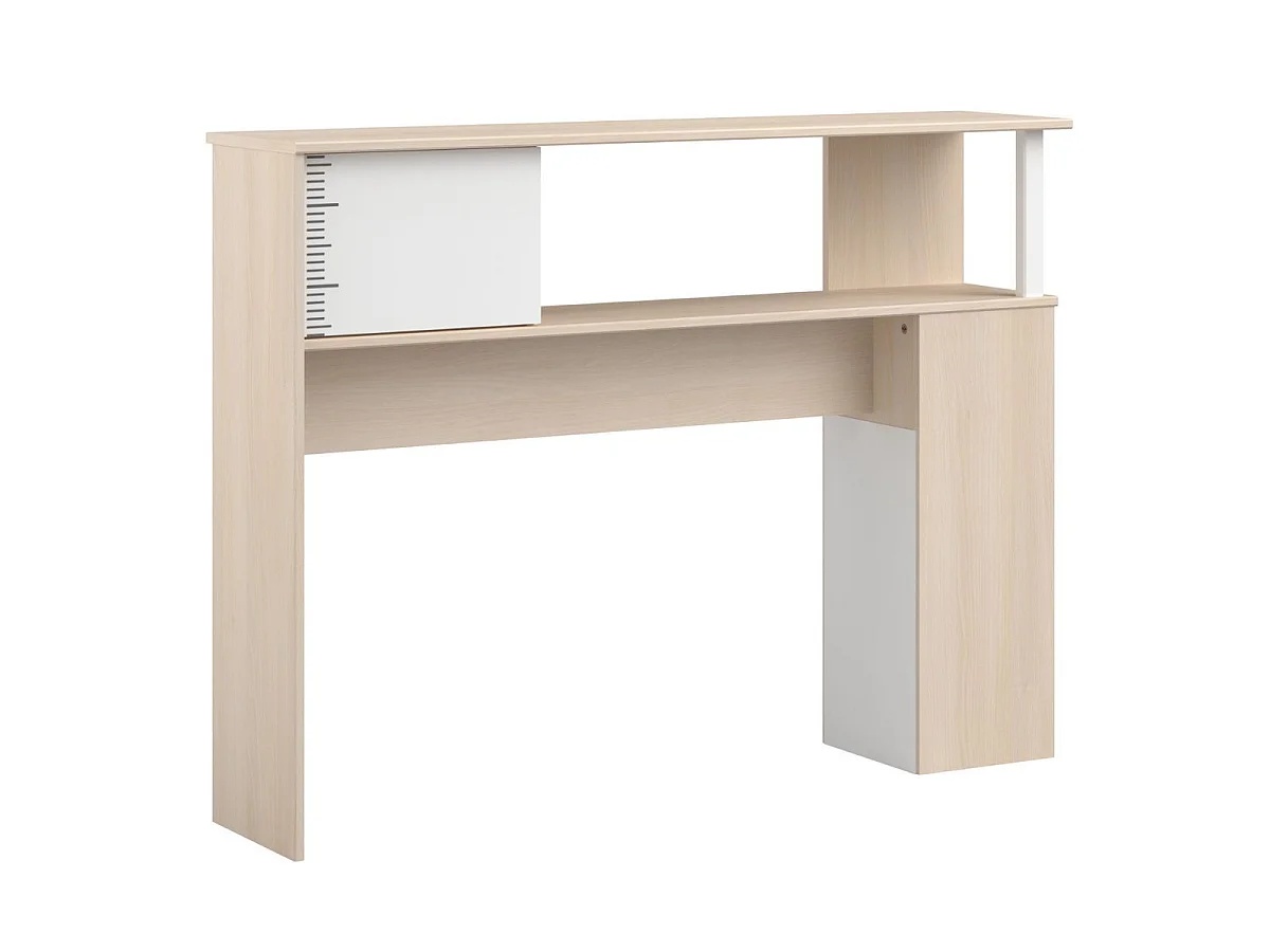 Tête de lit avec rangements aspect bois façade blanche sérigraphiée - CHARLINE