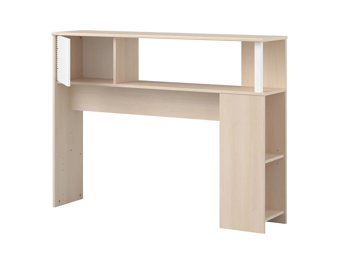 Tête de lit avec rangements aspect bois façade blanche sérigraphiée - CHARLINE
