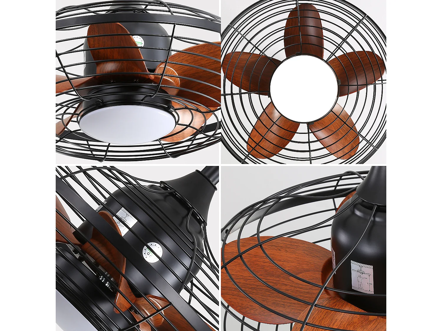Ventilateur de plafond 50 cm avec télécommande, LED 18W, minuterie, ABS noir