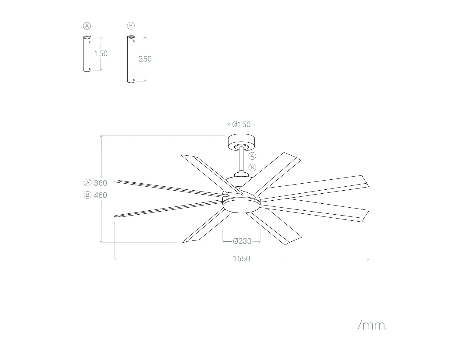 Ventilador de Techo con luz Silencioso DC Hidra