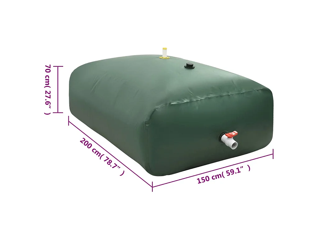 Réservoir d'eau pliable de 2100 L avec robinet en PVC pour un stockage efficace