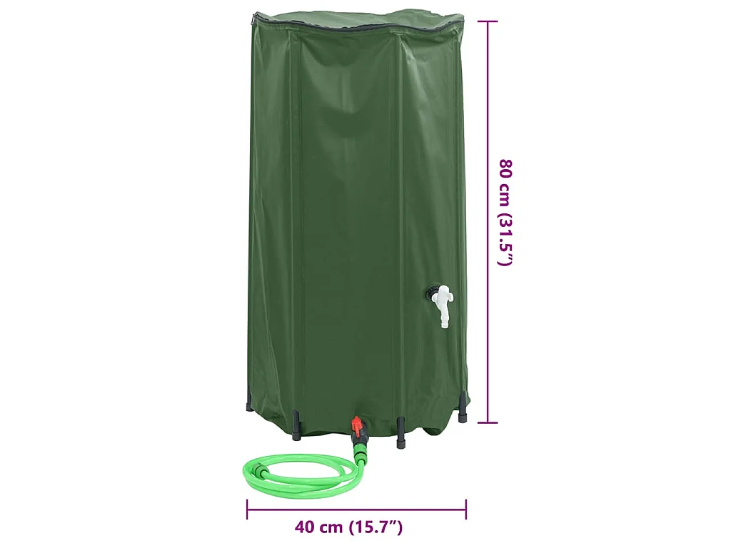 Réservoir d'eau pliable de 100 litres avec robinet en PVC - Vert