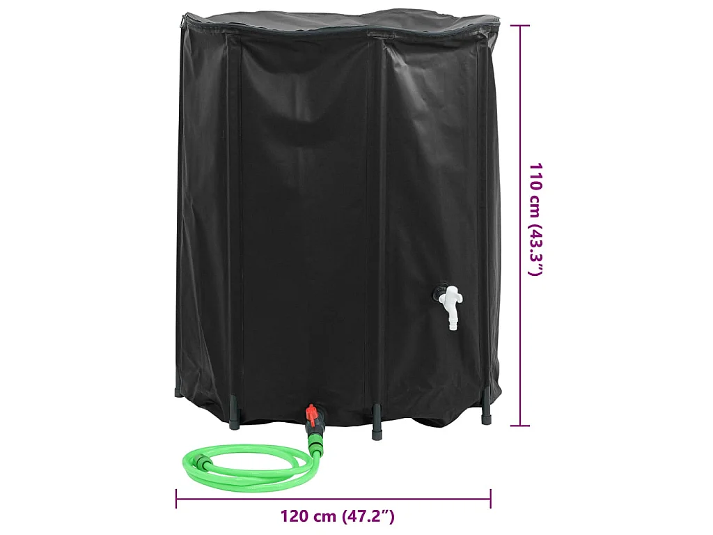 Réservoir d'eau pliable de 1250 litres avec robinet en PVC - Durable et étanche
