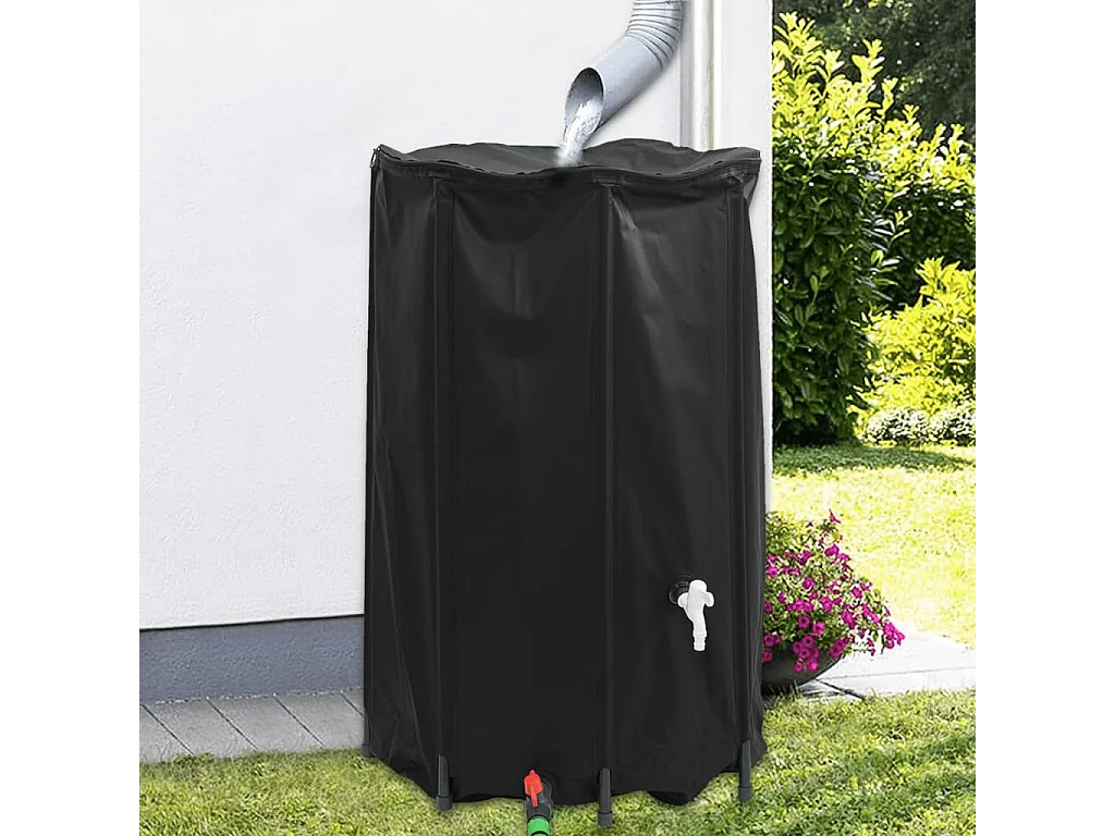 Réservoir d'eau pliable de 500 litres avec robinet en PVC - Noir