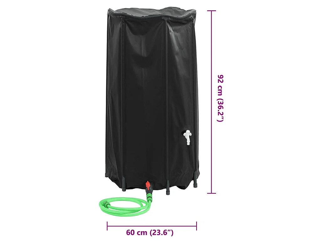 Réservoir d'eau pliable de 250L avec robinet et vanne de sortie en ABS