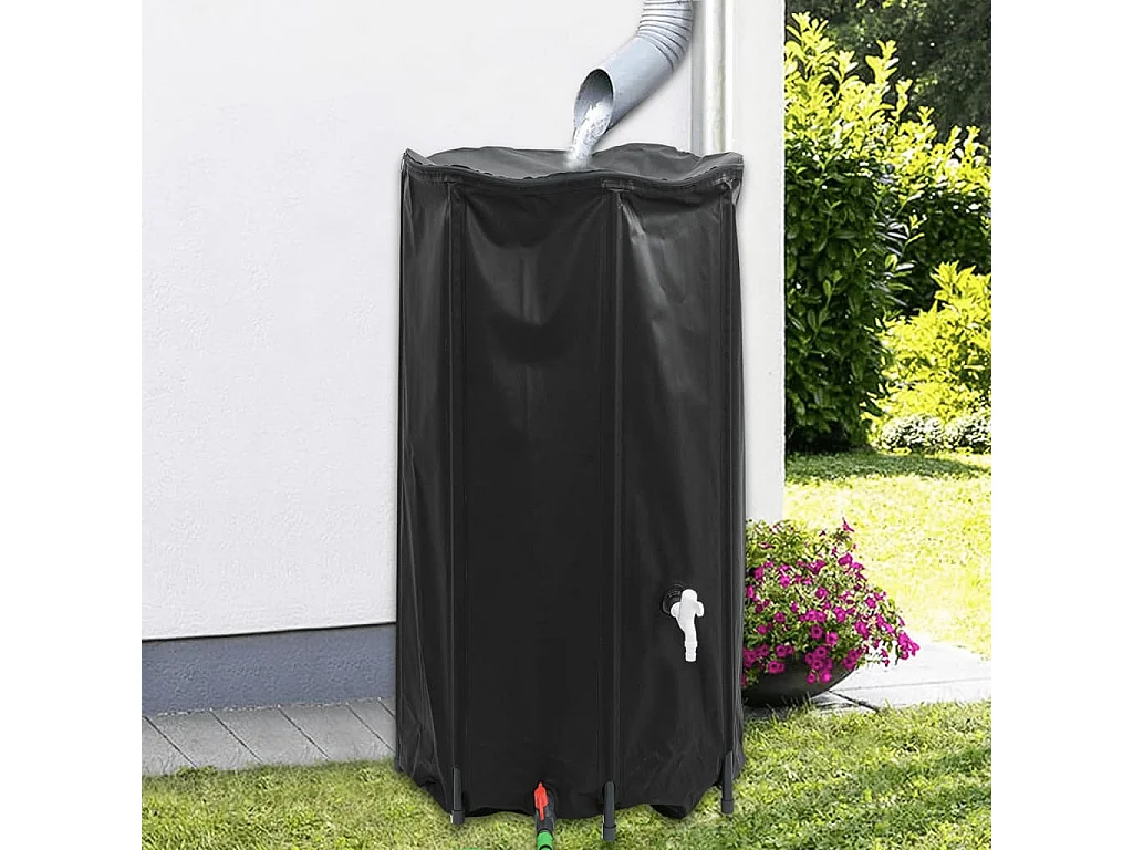 Réservoir d'eau pliable de 380L avec robinet - Résistant au PVC - Noir
