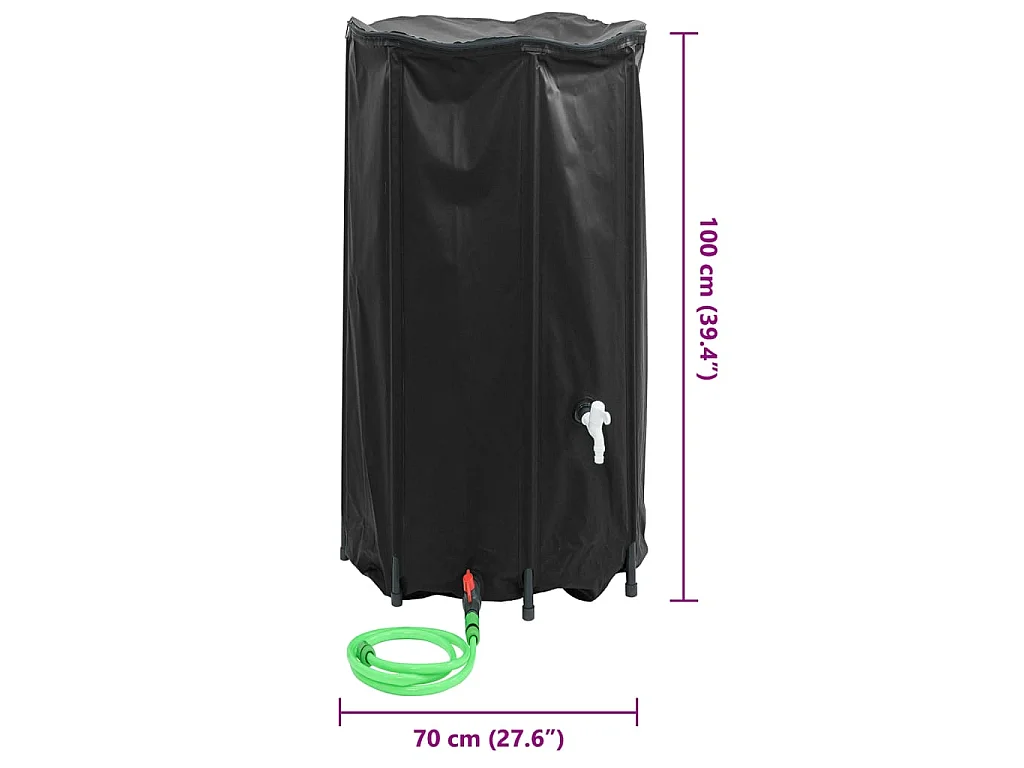 Réservoir d'eau pliable de 380L avec robinet - Résistant au PVC - Noir
