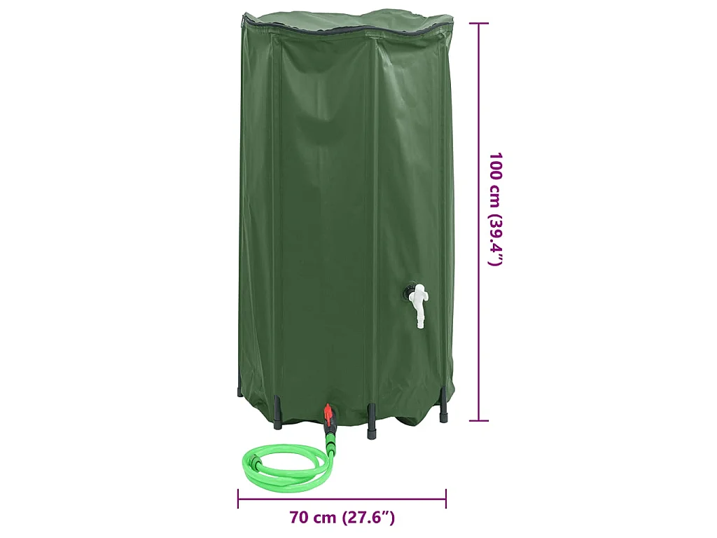 Réservoir d'eau pliable de 380 litres avec robinet en PVC et vanne de sortie