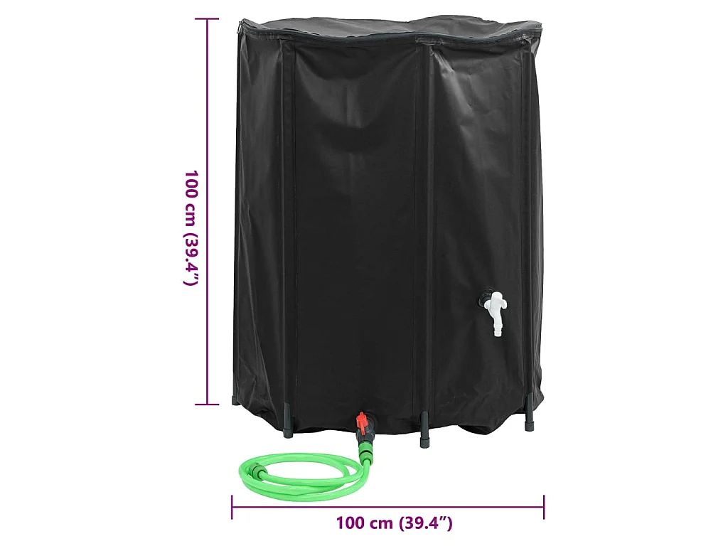 Réservoir d'eau pliable de 750 litres avec robinet et filtre en maille pour jardin
