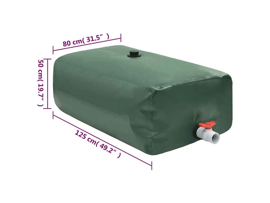 Réservoir d'eau pliable de 500L avec robinet - Collecte d'eau de pluie et stockage d'eau non potable