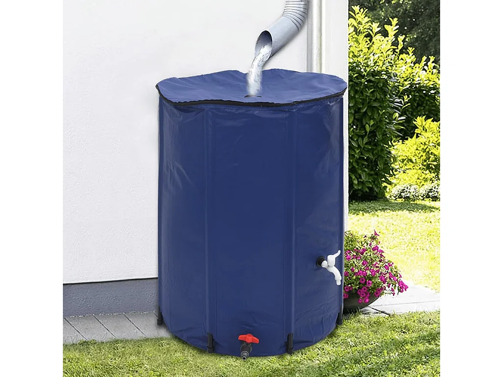 Réservoir d'Eau Pliable de 750 Litres avec Robinet pour Jardin - PVC - Bleu