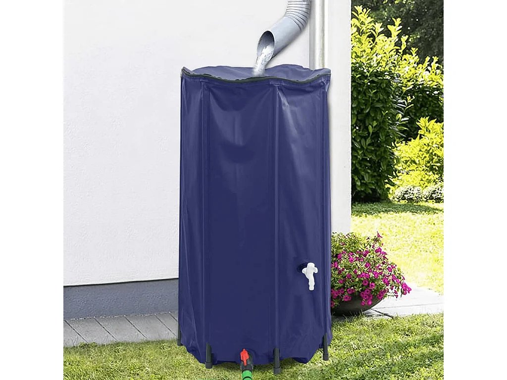 Réservoir d'eau pliable de 250 litres avec robinet, résistant au PVC, idéal pour la récupération d'eau de pluie