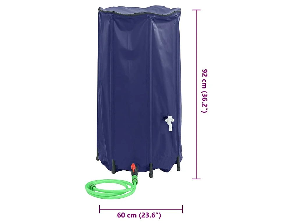 Réservoir d'eau pliable de 250 litres avec robinet, résistant au PVC, idéal pour la récupération d'eau de pluie