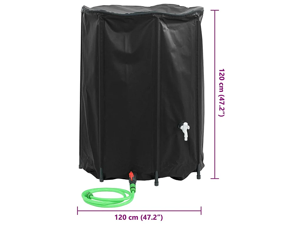 Réservoir d'eau pliable de 1350 L avec robinet en PVC - Durable et étanche