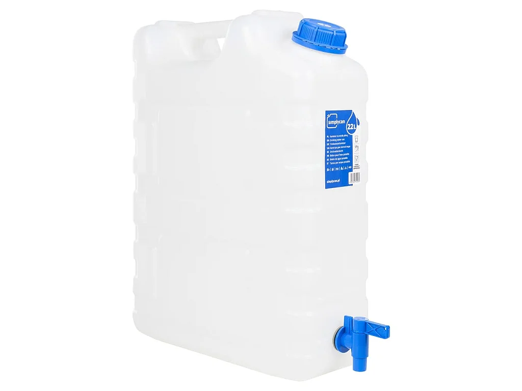 Réservoir d'Eau Transparent de 20L avec Robinet Anti-Fuites pour le Camping et les Urgences