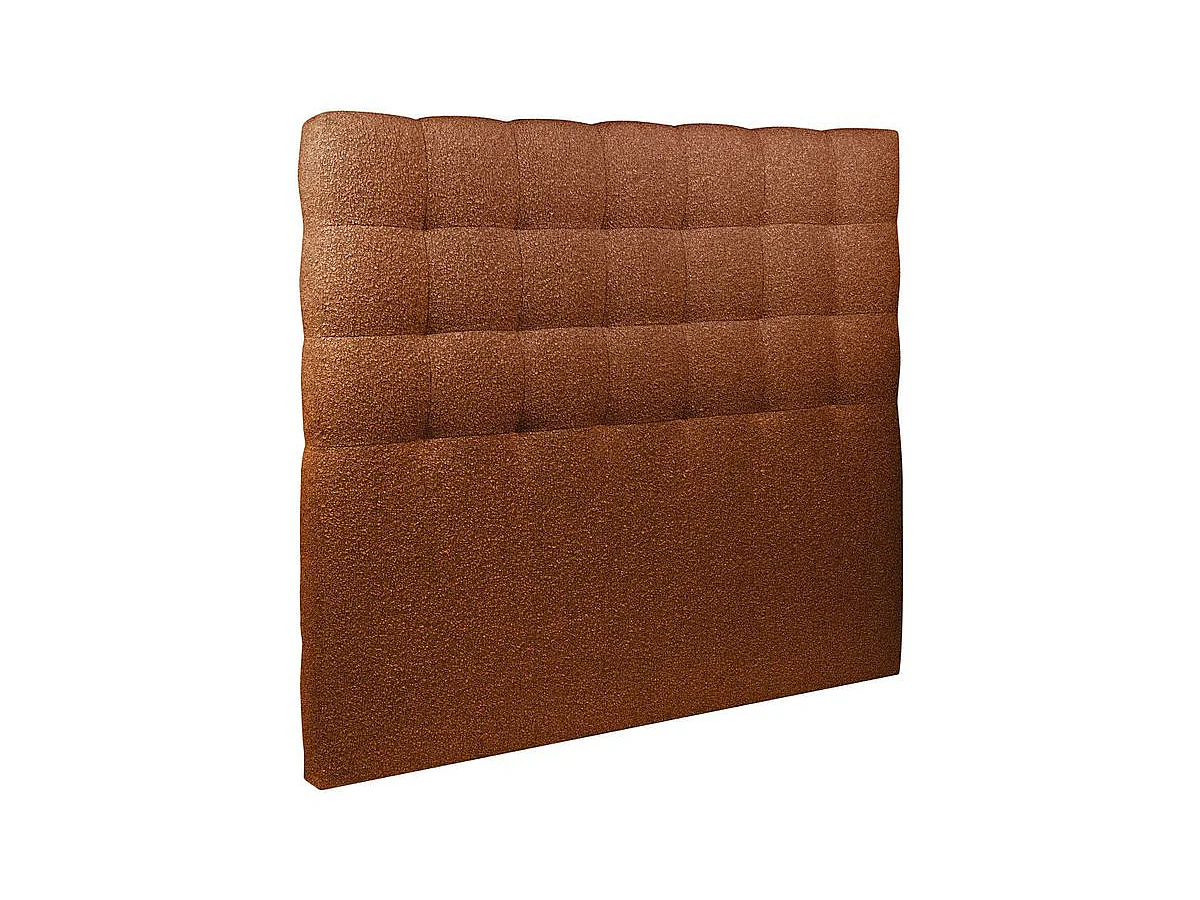 Lit coffre 180x200cm avec tête de lit capitonnée Bouclette Terracotta - Hauteur totale : 39cm