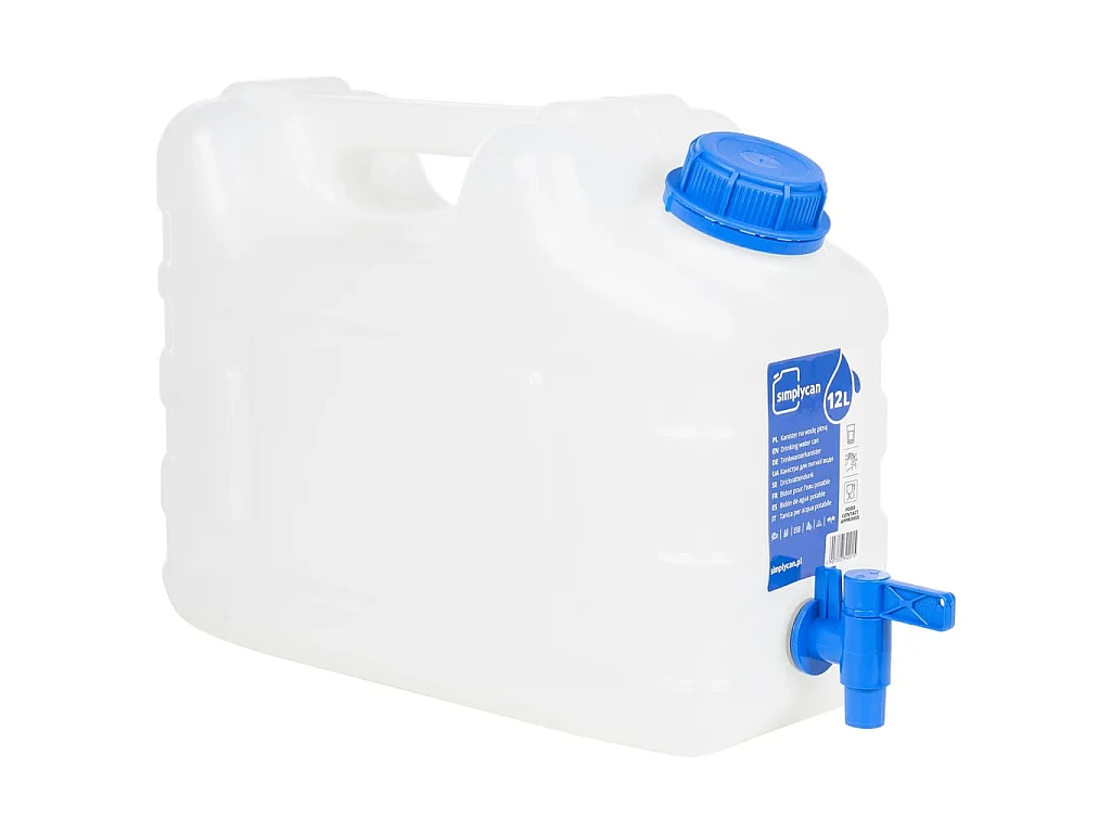 Récipient d'eau transparent de 10 litres avec robinet étanche pour le camping et les urgences
