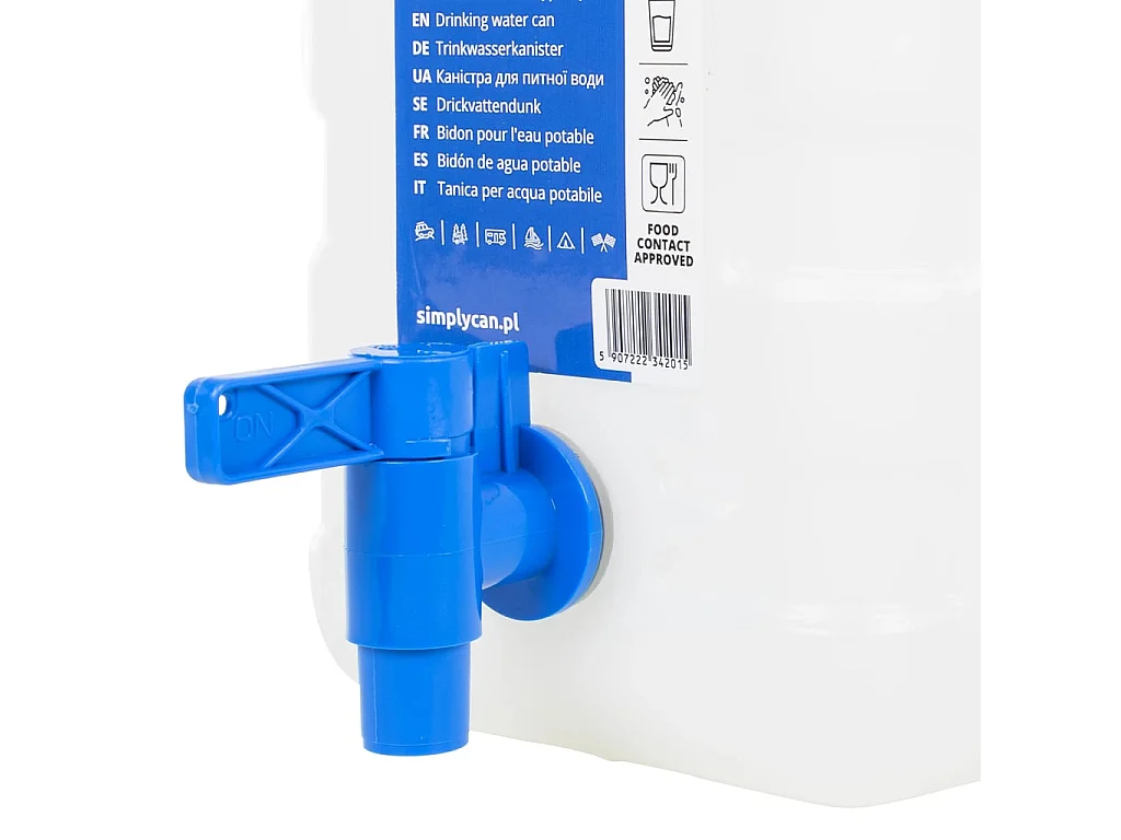 Récipient d'eau transparent de 10 litres avec robinet étanche pour le camping et les urgences