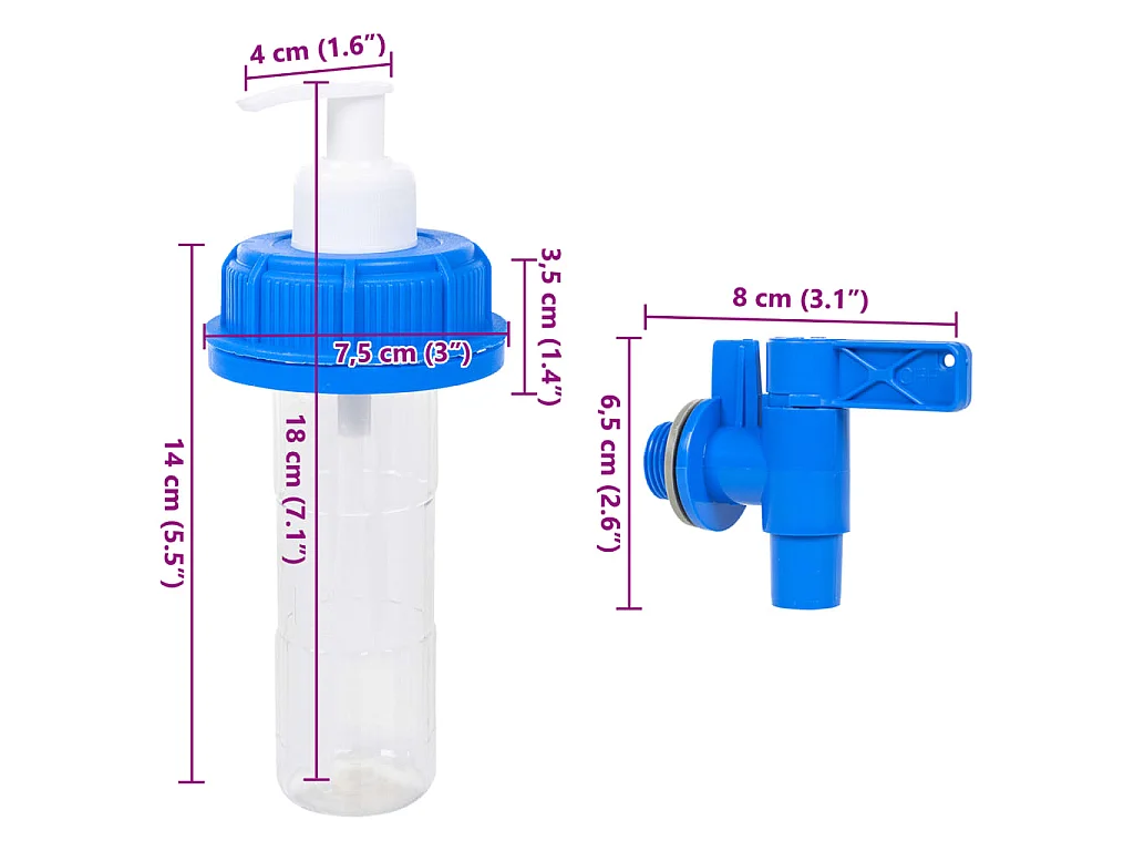 Réservoir d'eau en plastique durable de 20L avec robinet anti-fuite et distributeur de savon