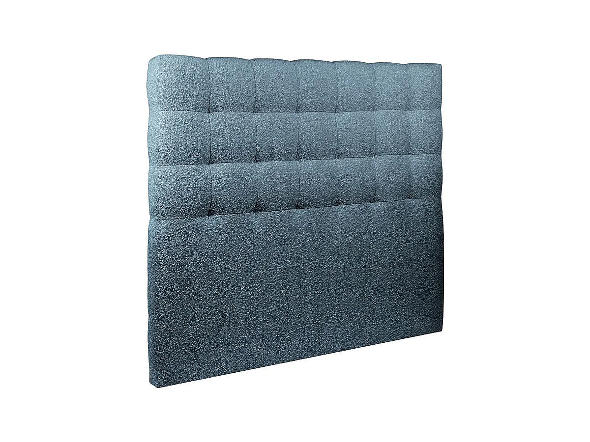 Lit coffre 180x200cm avec tête de lit capitonnée Bouclette Bleu - Hauteur totale : 39cm