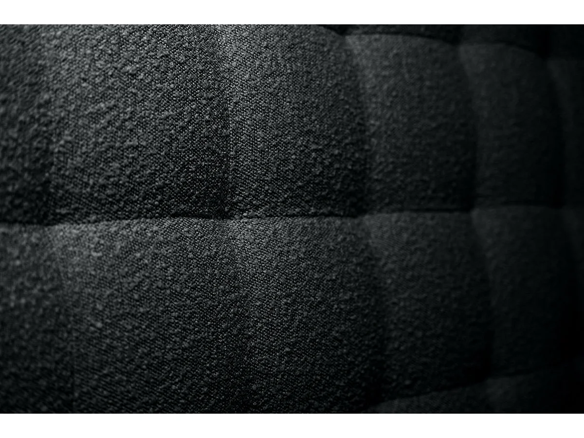 Lit coffre 160x200cm avec tête de lit capitonnée Bouclette Noir - Hauteur totale : 39cm