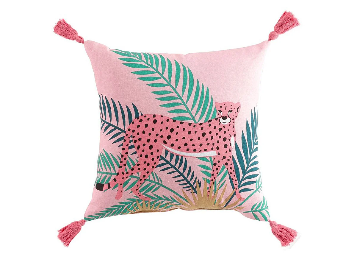 Coussin Enfant Déco "Leopink" 40x40cm Rose