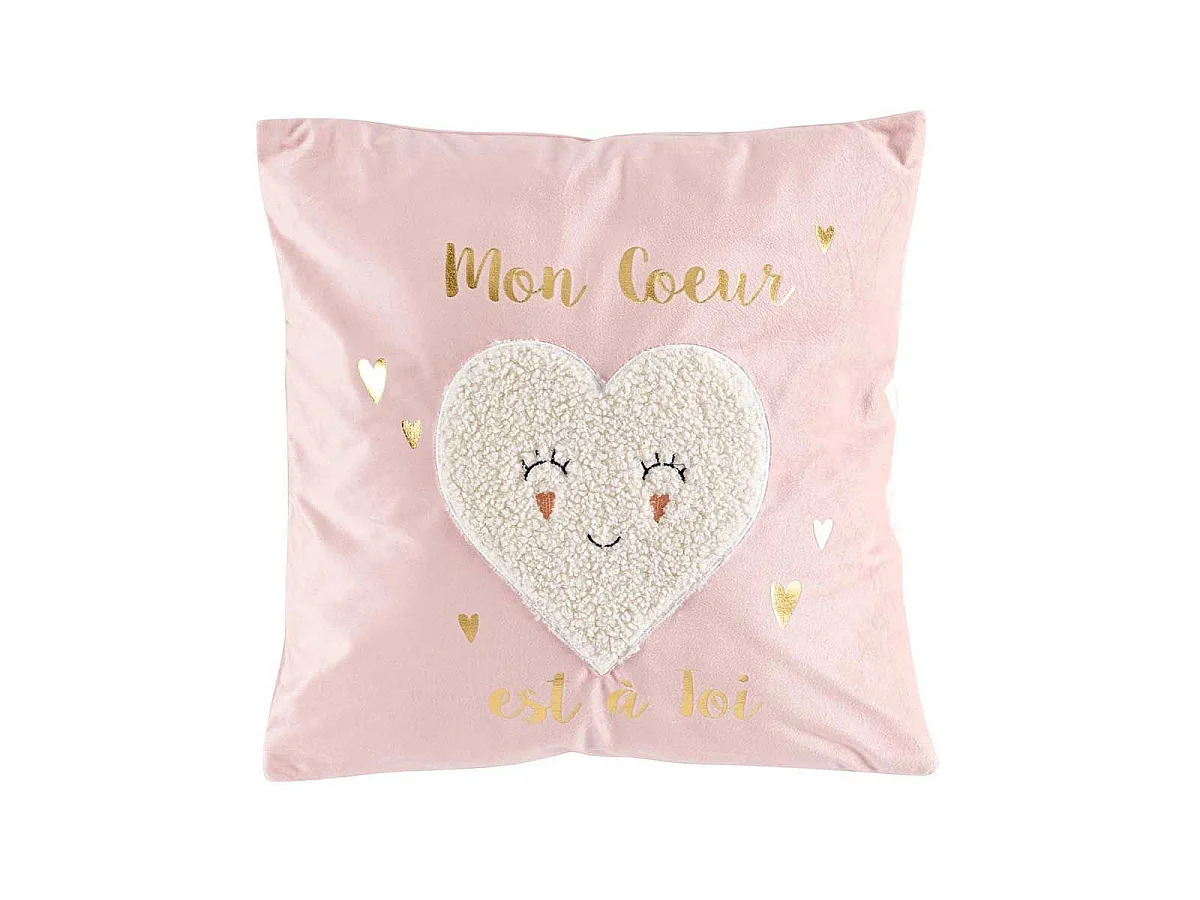 Coussin Déco Enfant "Lilylove" 40x40cm Rose