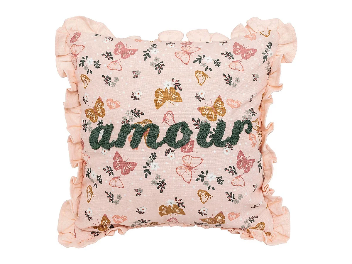 Coussin Enfant Amour "Alina" 40x40cm Rose
