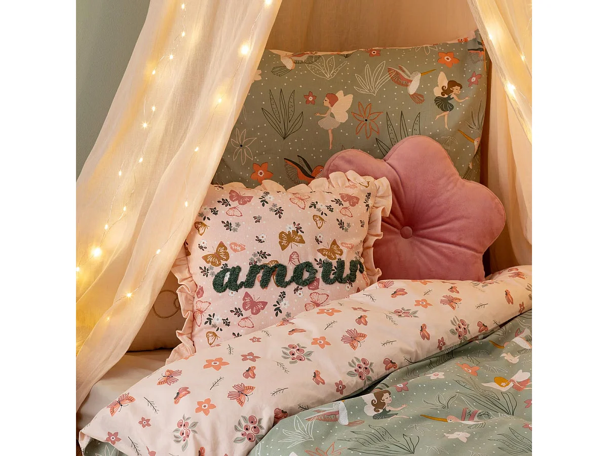 Coussin Enfant Amour "Alina" 40x40cm Rose