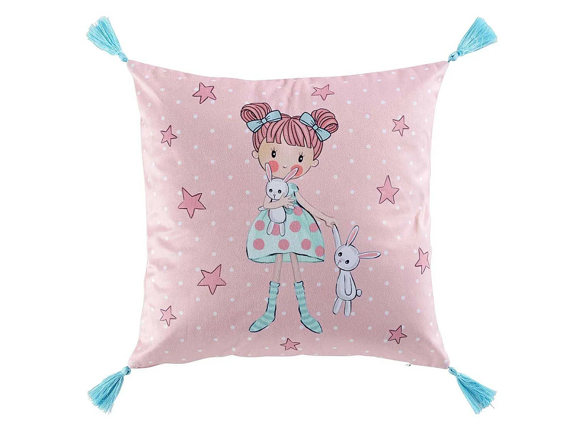 Coussin Déco Imprimé "Zoe" 40x40cm Rose