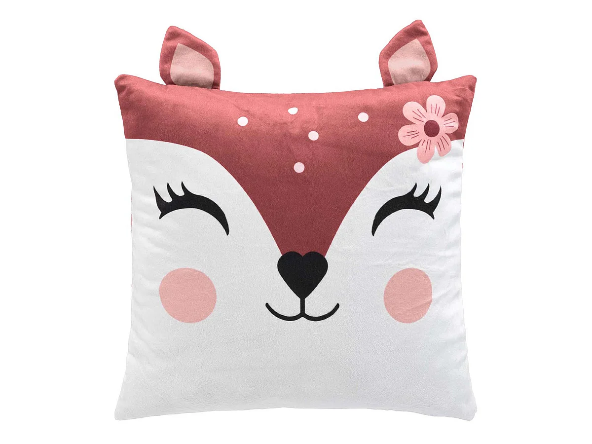 Coussin Déco Enfant en Velours "Bichette" 40x40cm Rose