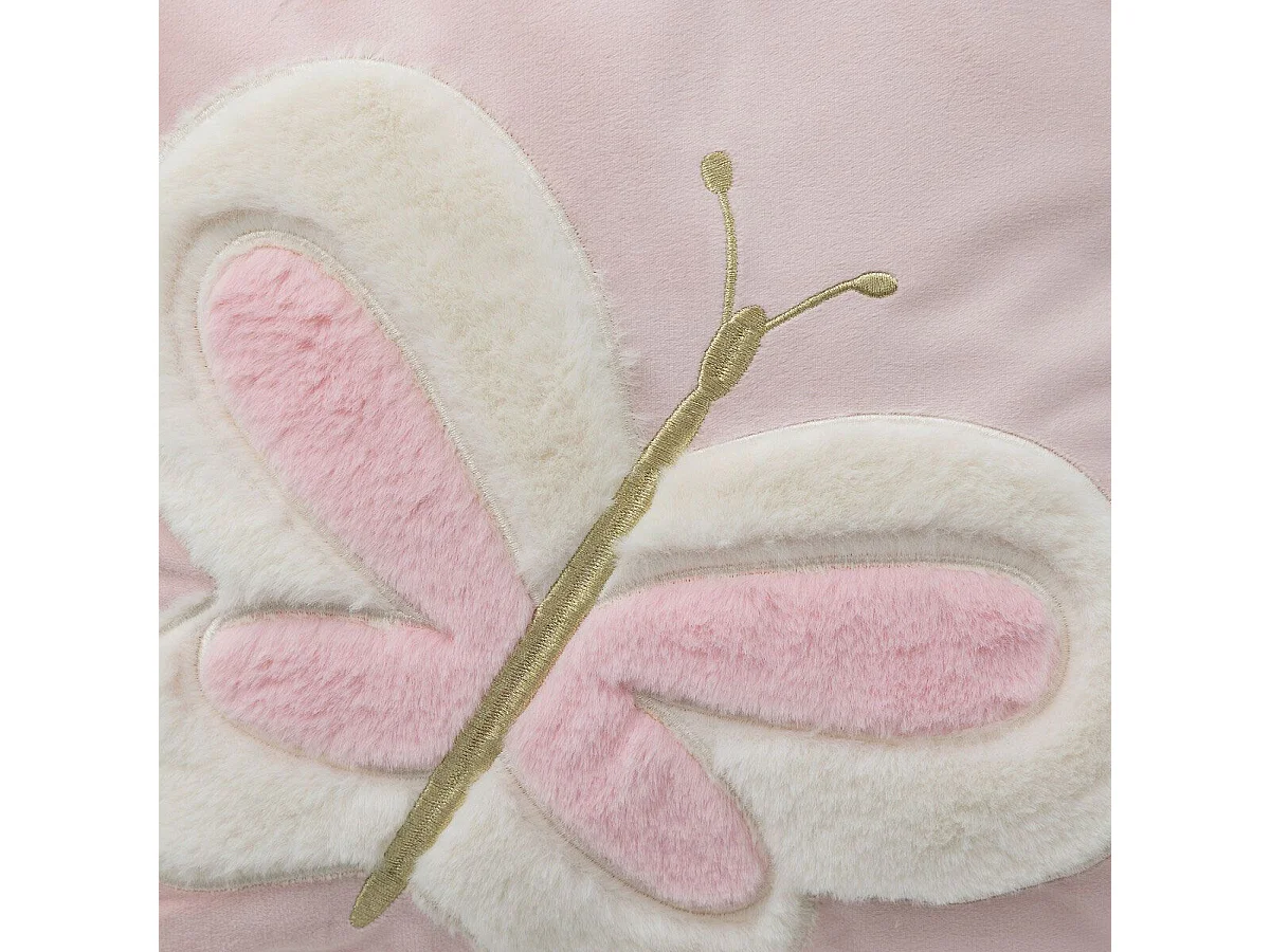 Coussin Enfant Déco "Papillon" 39x39cm Rose