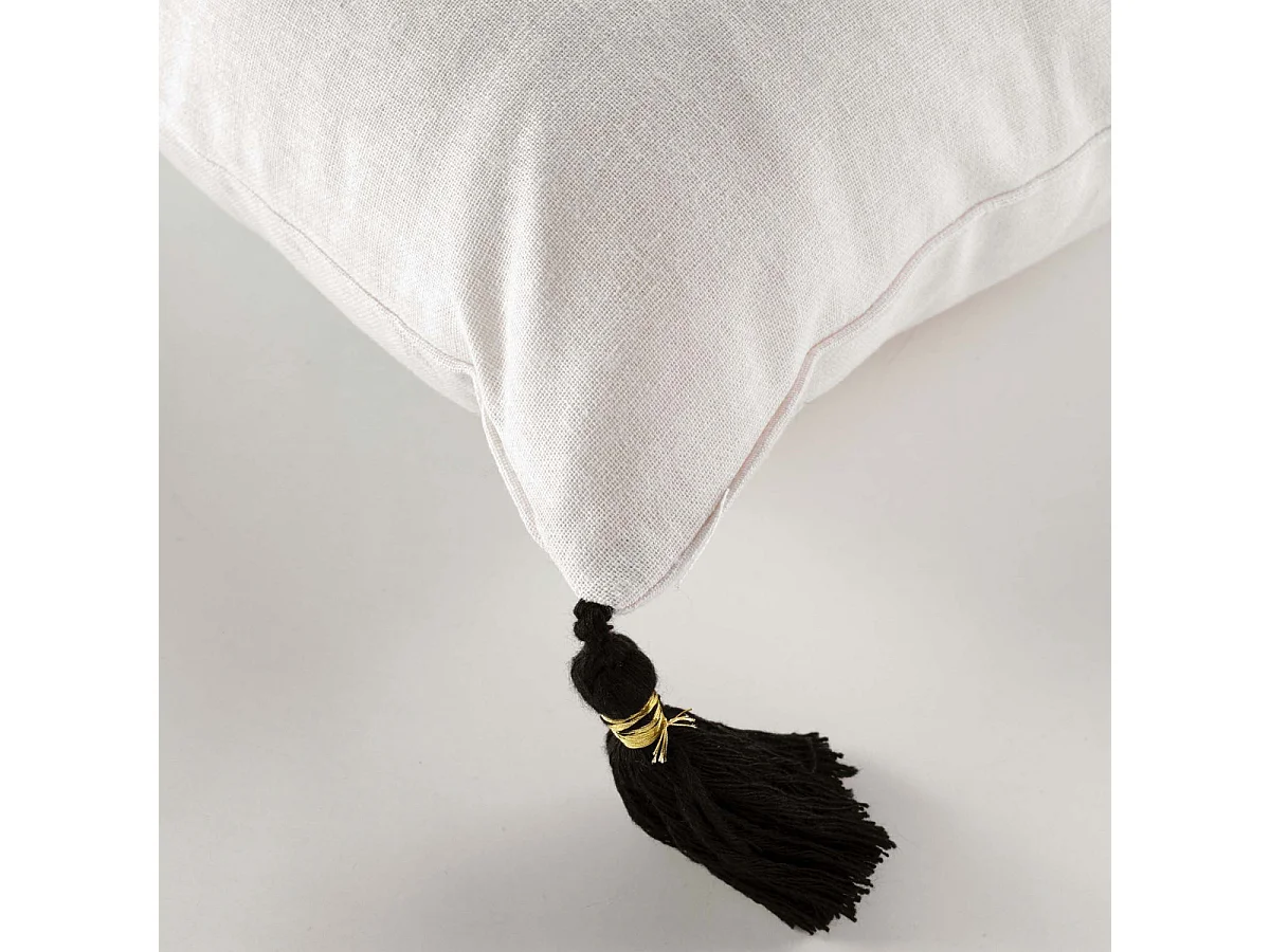 Coussin Déco Pompons "Issey" 45x45cm Naturel