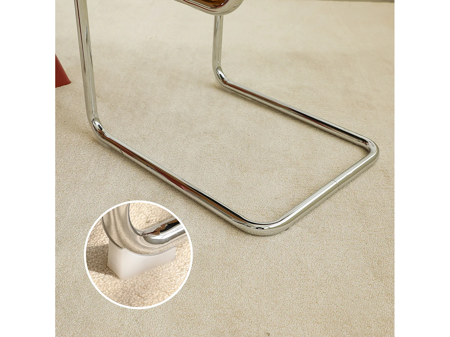 Lot de 2 chaises de salle à manger en rotin et velours - Pieds chromés - Couleur orange