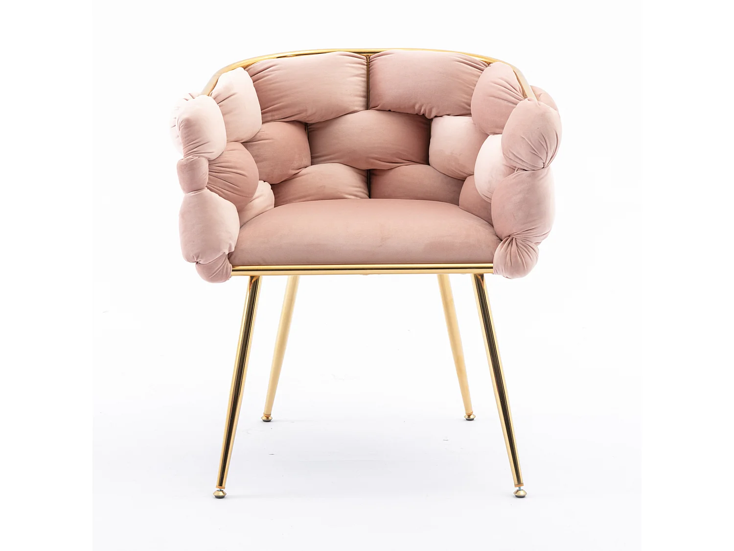 Chaise en velours rose avec cadre en métal doré - Pour chambre, salon, salle à manger