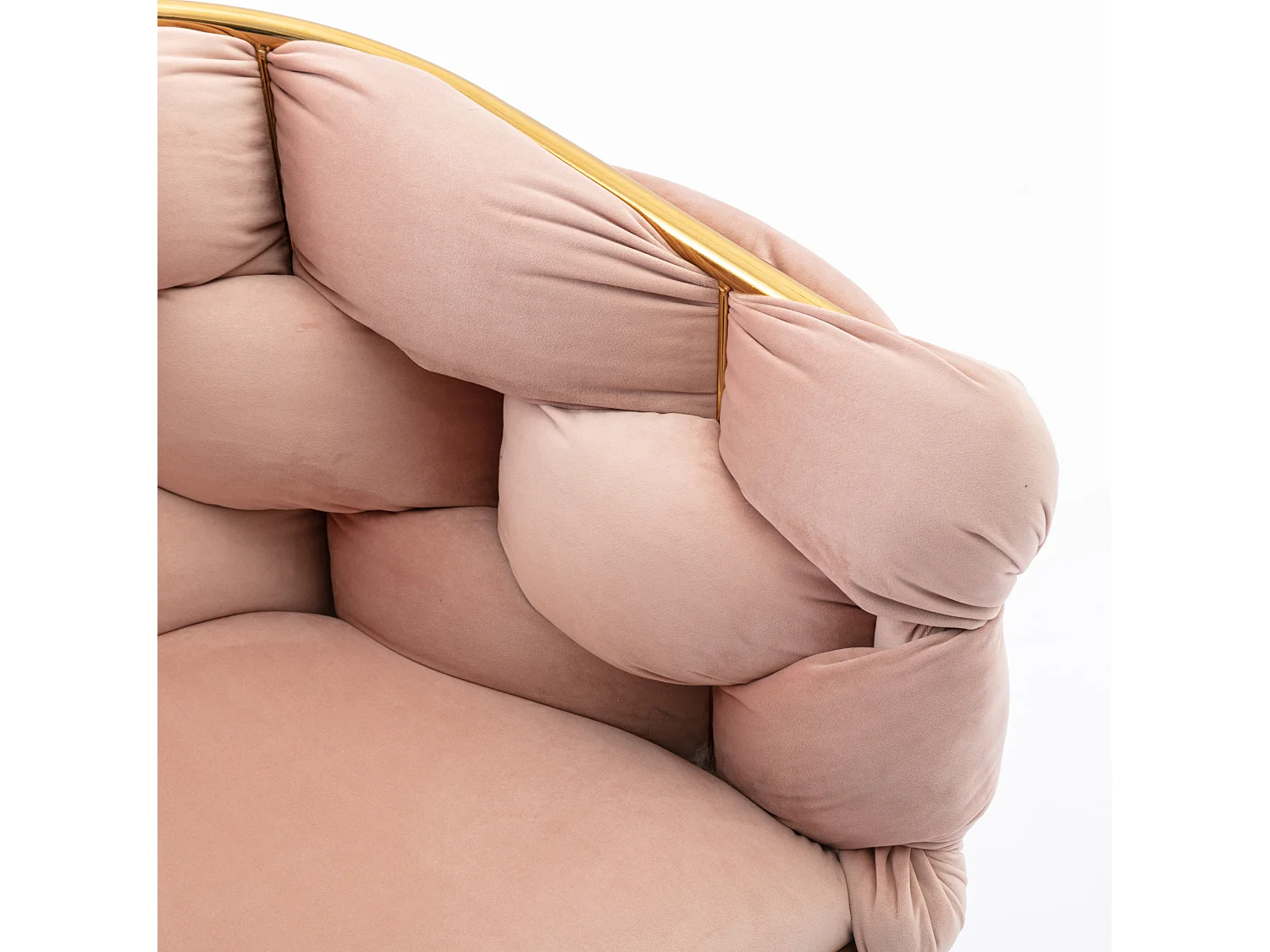 Chaise en velours rose avec cadre en métal doré - Pour chambre, salon, salle à manger