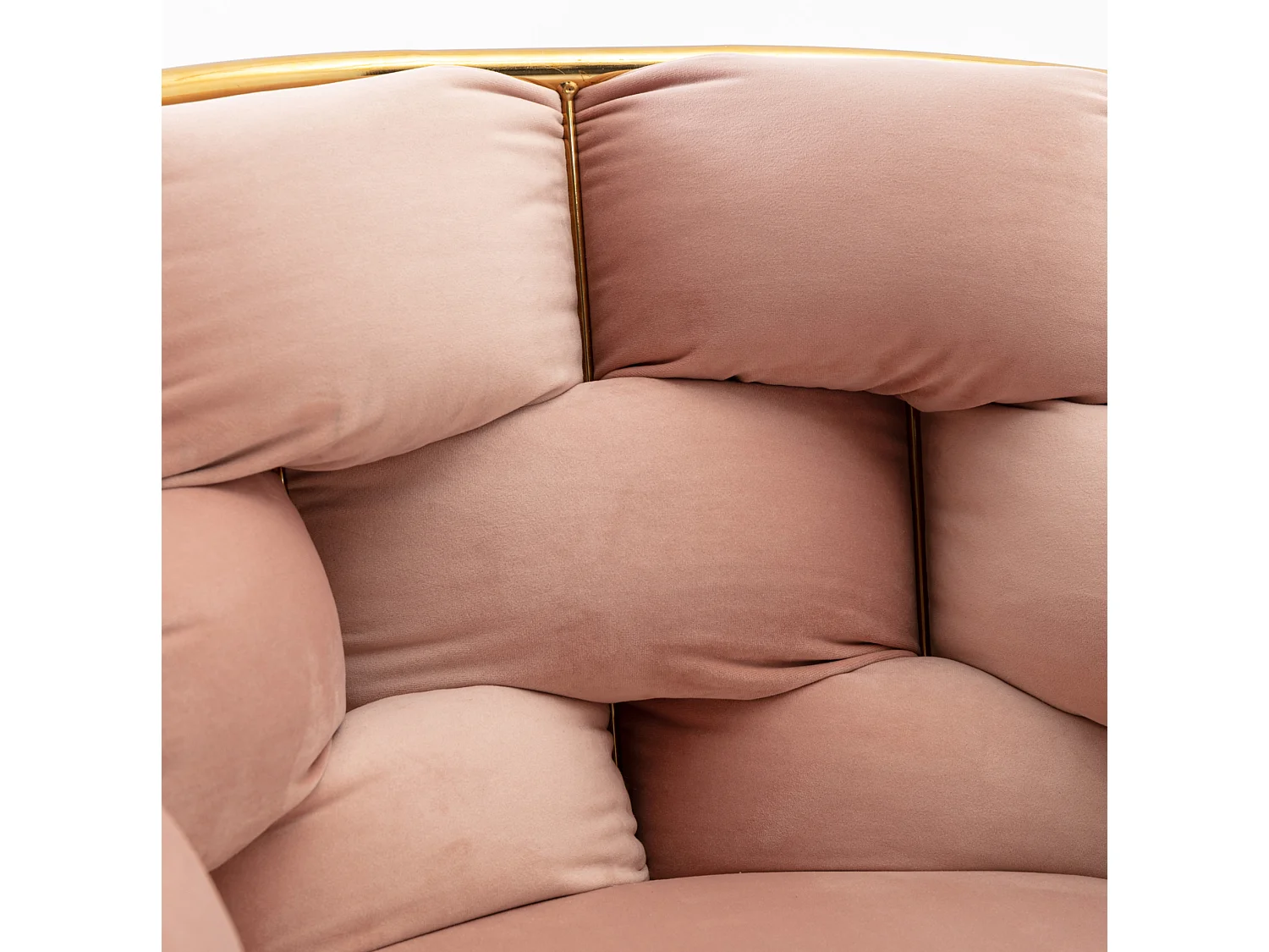 Chaise en velours rose avec cadre en métal doré - Pour chambre, salon, salle à manger