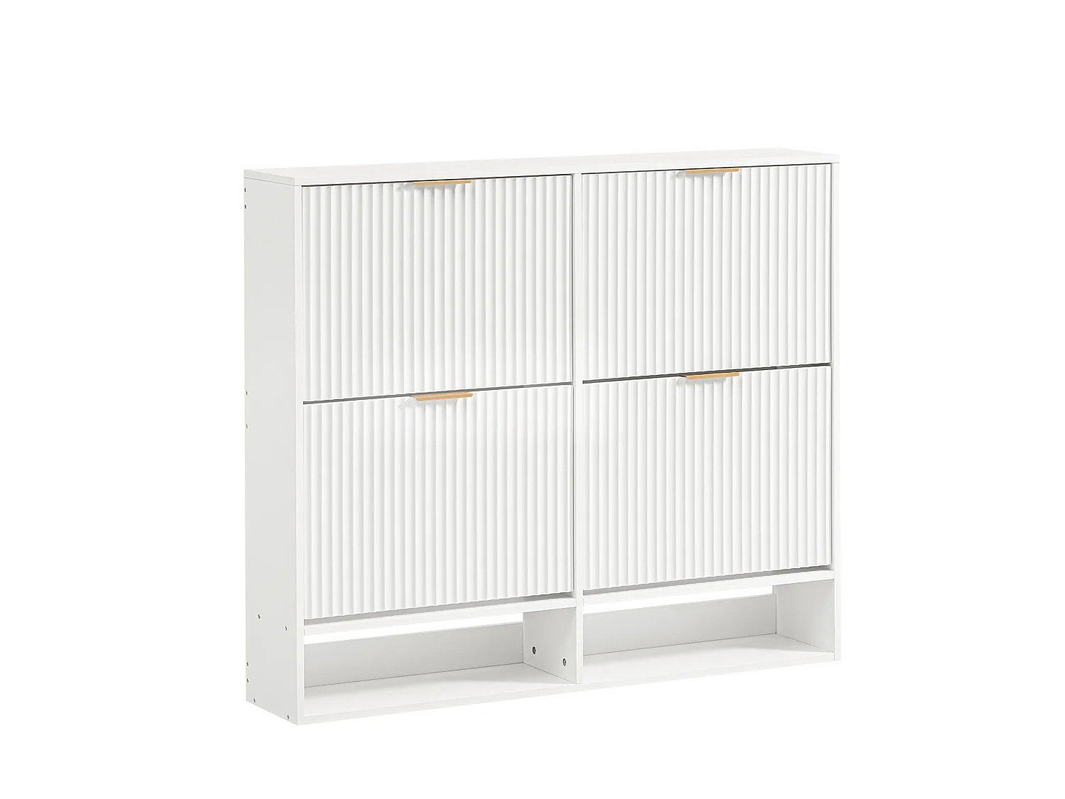Meuble à chaussures 110.9x24.1x120 cm avec 4 abattants et étagères réglables - Blanc